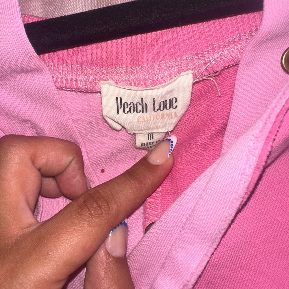 Peach Love California Pink Crew Neck Sweater with Lace-Up Detail - Picture 2 of 2
